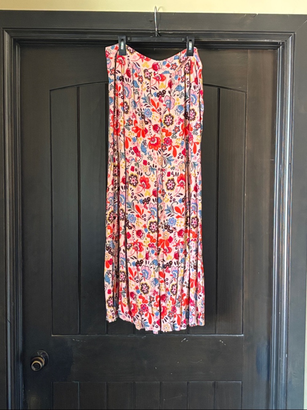 Boden Floral Maxi Skirt in Pink, Red, and Blue